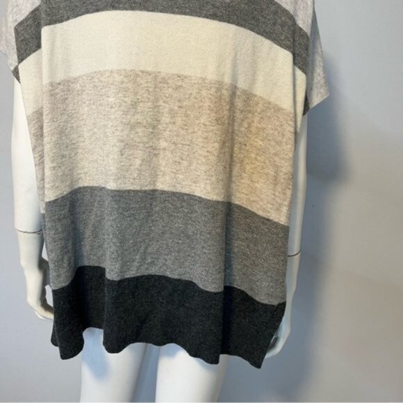Ann Taylor LOFT Gray Colorblock Thin Knit Open Poncho Cardigan Sweater Size XS/S - Picture 7 of 13